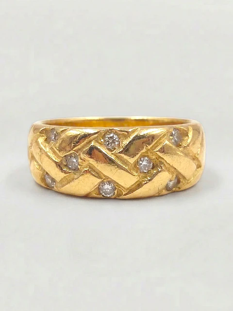 Anillo Trenzado Destello de Circones Oro 18k