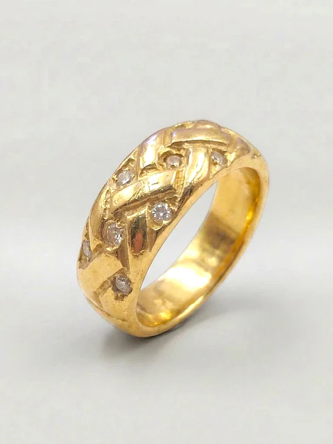 Anillo Trenzado Destello de Circones Oro 18k