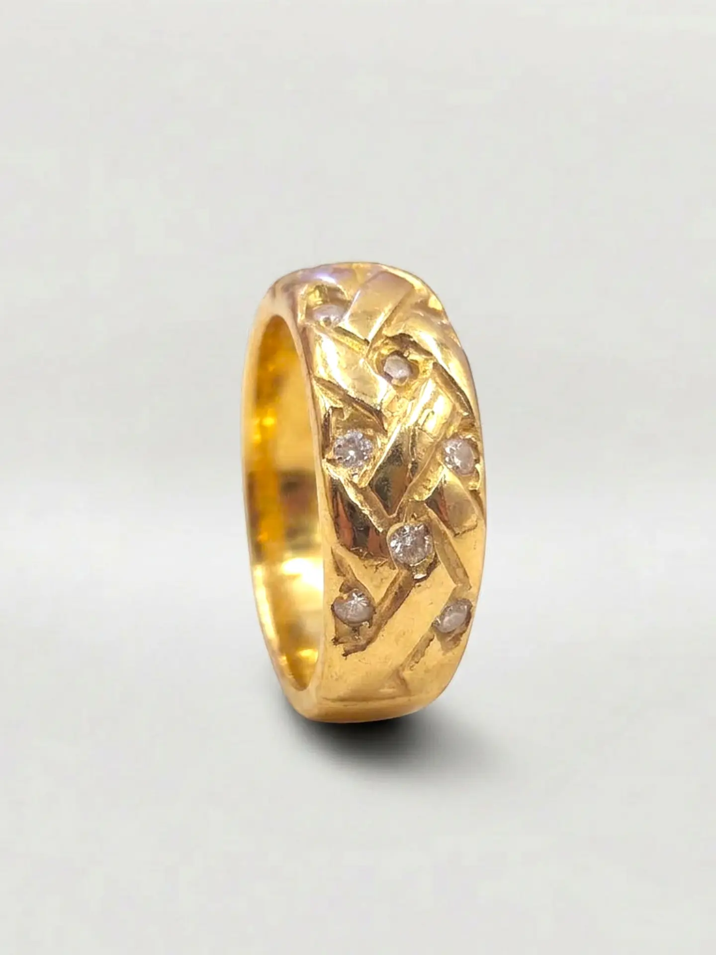 Anillo Trenzado Destello de Circones Oro 18k 3