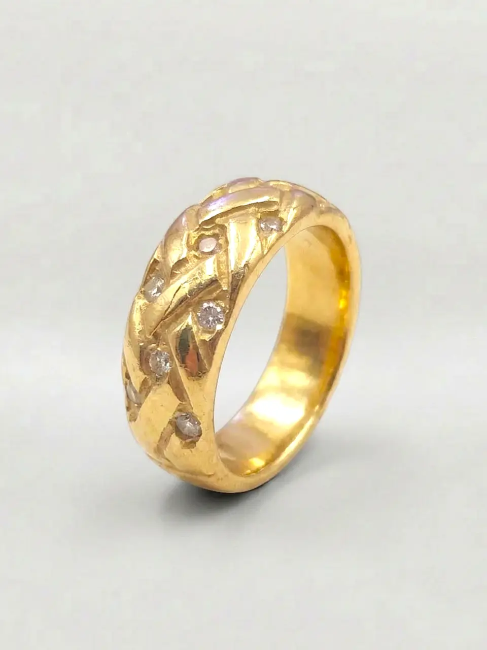 Anillo Trenzado Destello de Circones Oro 18k 4