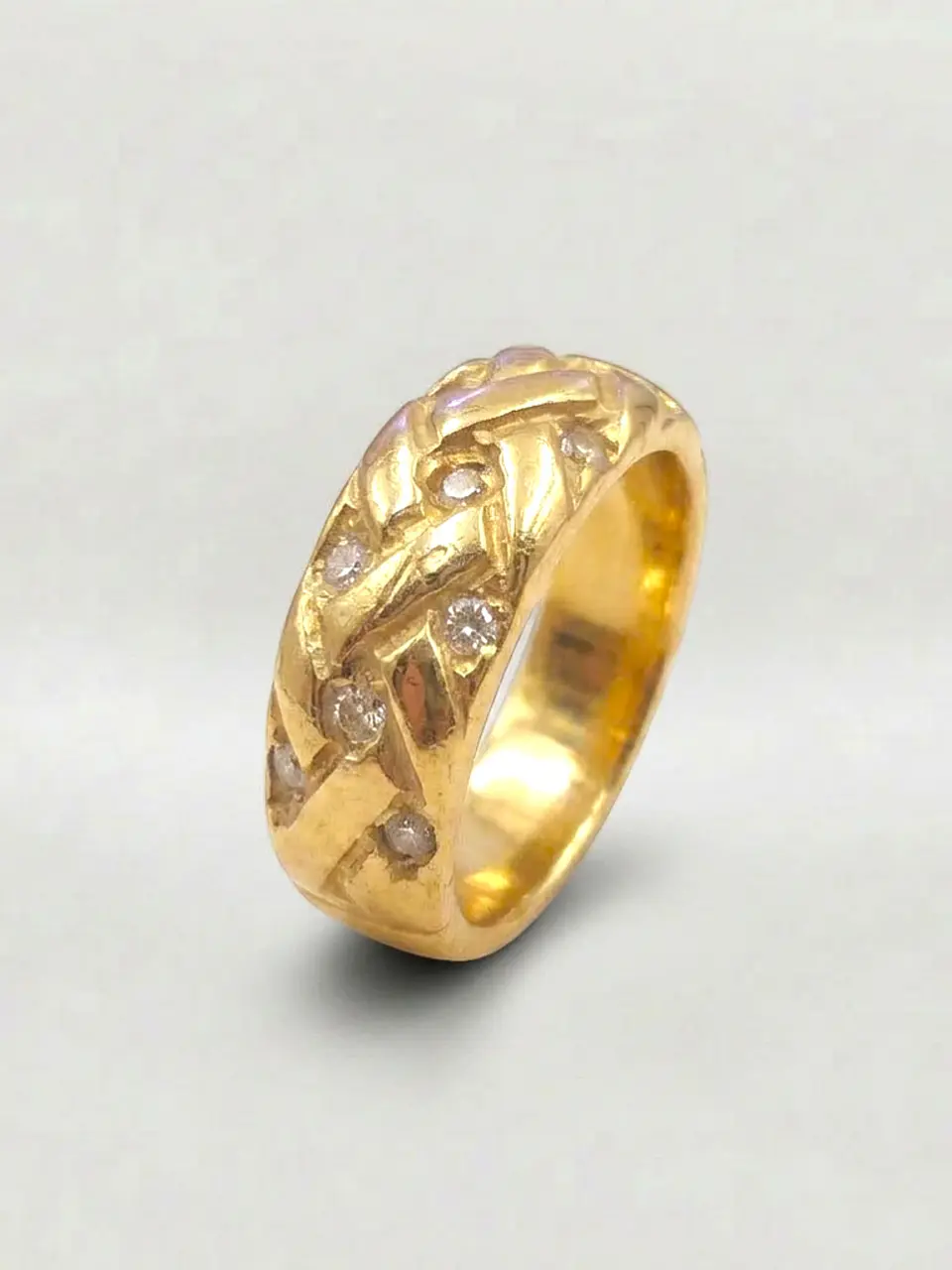Anillo Trenzado Destello de Circones Oro 18k 5