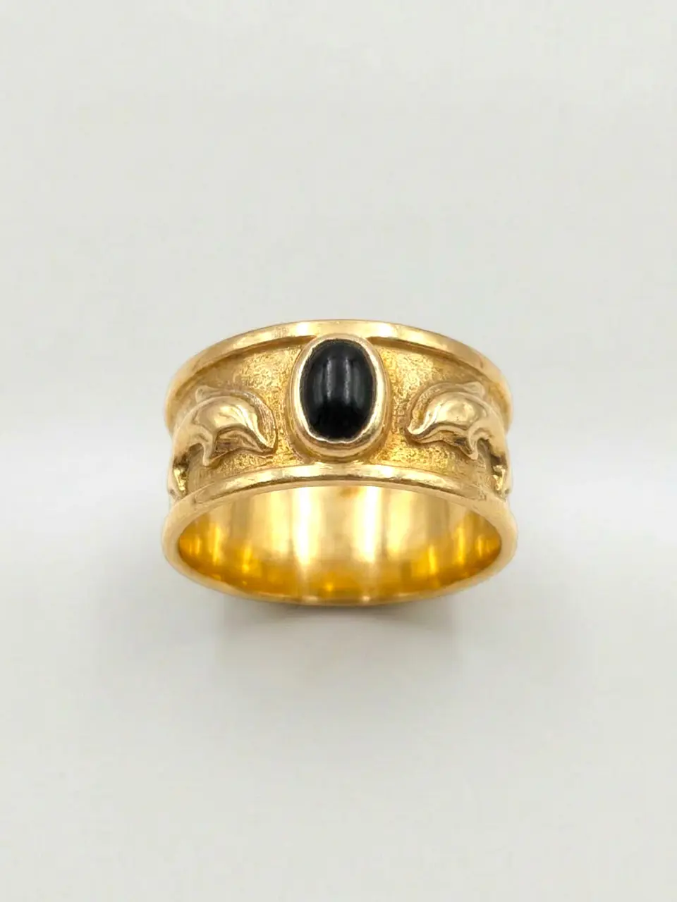 Anillo Delfines y Ónix de la Suerte Oro 18k 7