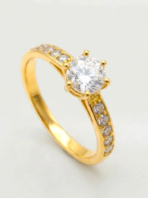 Anillo Solitario Cintillo Gala de Circones Oro 18k