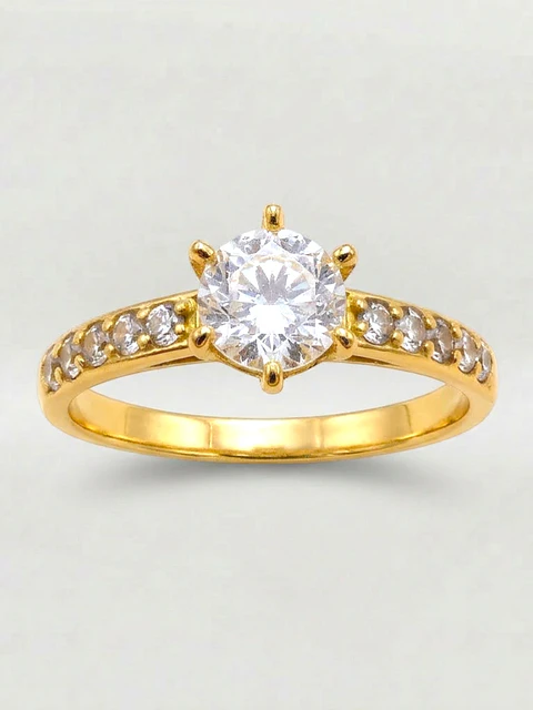 Anillo Solitario Cintillo Gala de Circones Oro 18k
