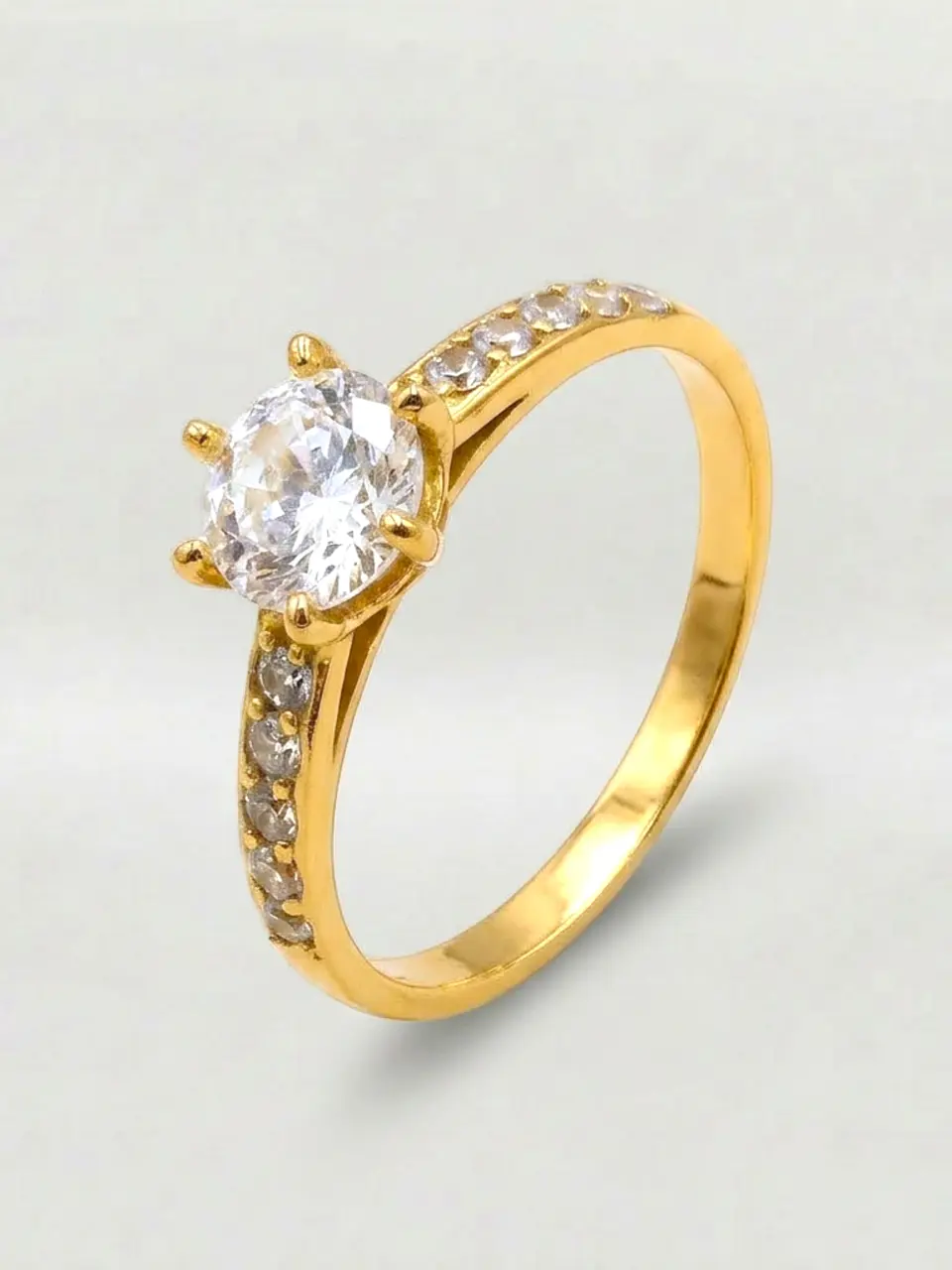 Anillo Solitario Cintillo Gala de Circones Oro 18k 4