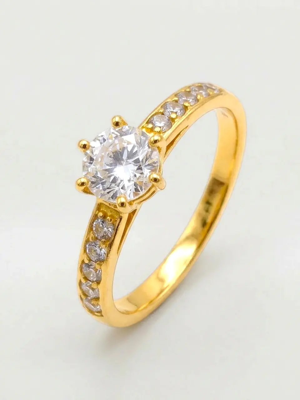 Anillo Solitario Cintillo Gala de Circones Oro 18k 6