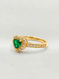 Anillo Doble Corazón Cintillo Esmeralda Oro 18k - Miniatura 4