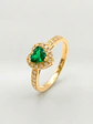 Anillo Doble Corazón Cintillo Esmeralda Oro 18k - Miniatura 5
