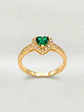 Anillo Doble Corazón Cintillo Esmeralda Oro 18k - Miniatura 1