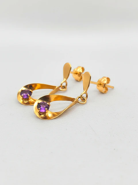 Aros Gota Amatista Imperial Oro 18k