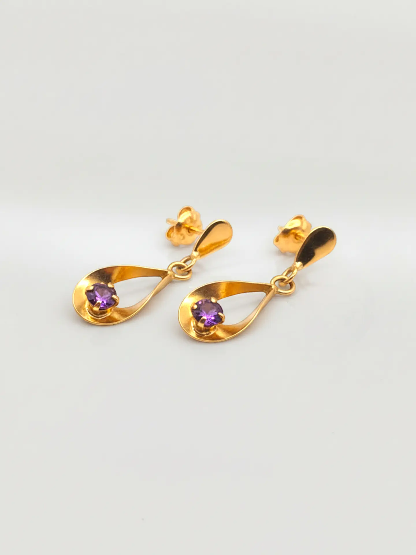 Aros Gota Amatista Imperial Oro 18k 4