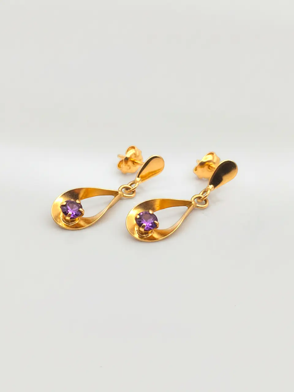 Aros Gota Amatista Imperial Oro 18k 4