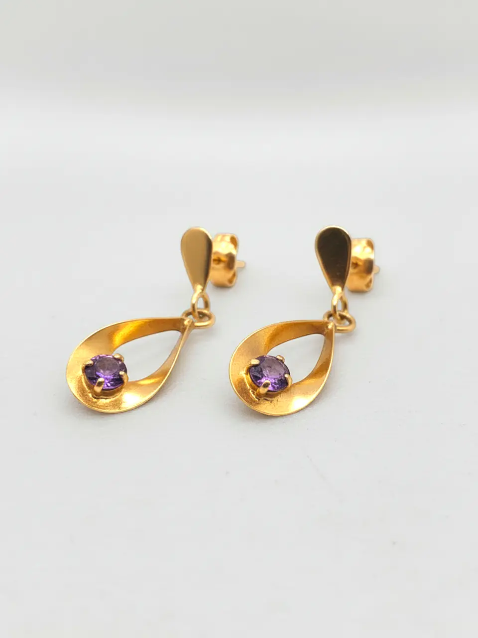 Aros Gota Amatista Imperial Oro 18k 5