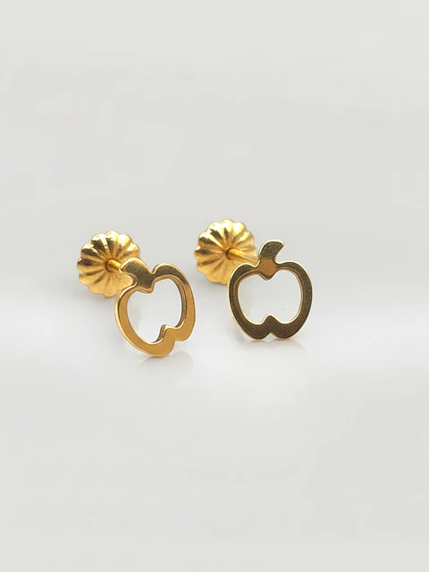 Aros Silueta Manzana de la Suerte Grande Oro 18k