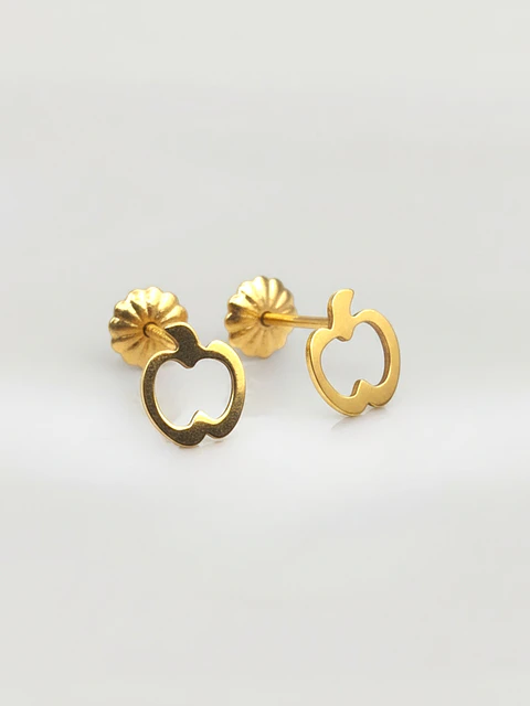 Aros Silueta Manzana de la Suerte Grande Oro 18k