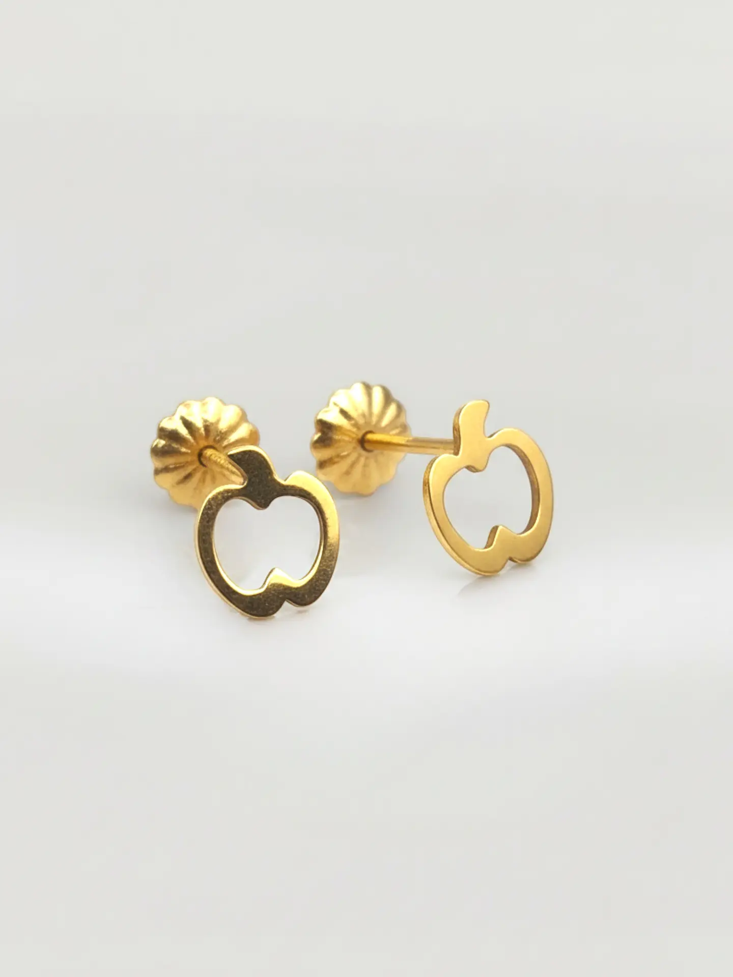 Aros Silueta Manzana de la Suerte Grande Oro 18k 2