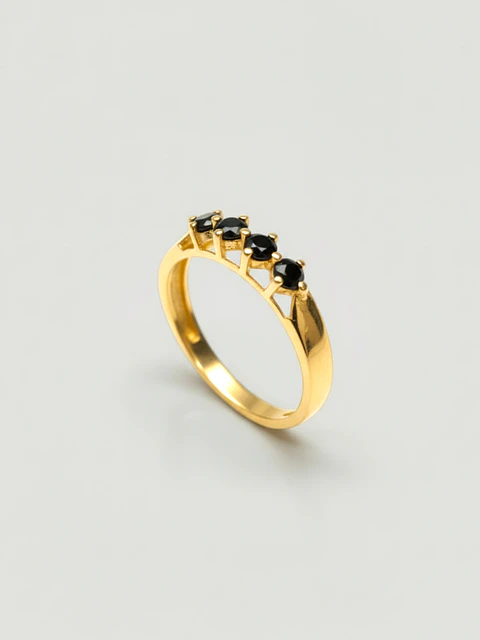 Anillo Medio Cintillo Ónix Místico Oro 18k