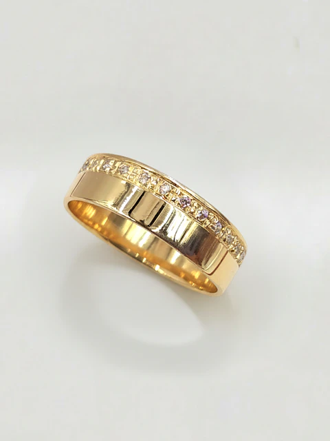 Anillo Plano Medio Cintillo Circones Oro 18k