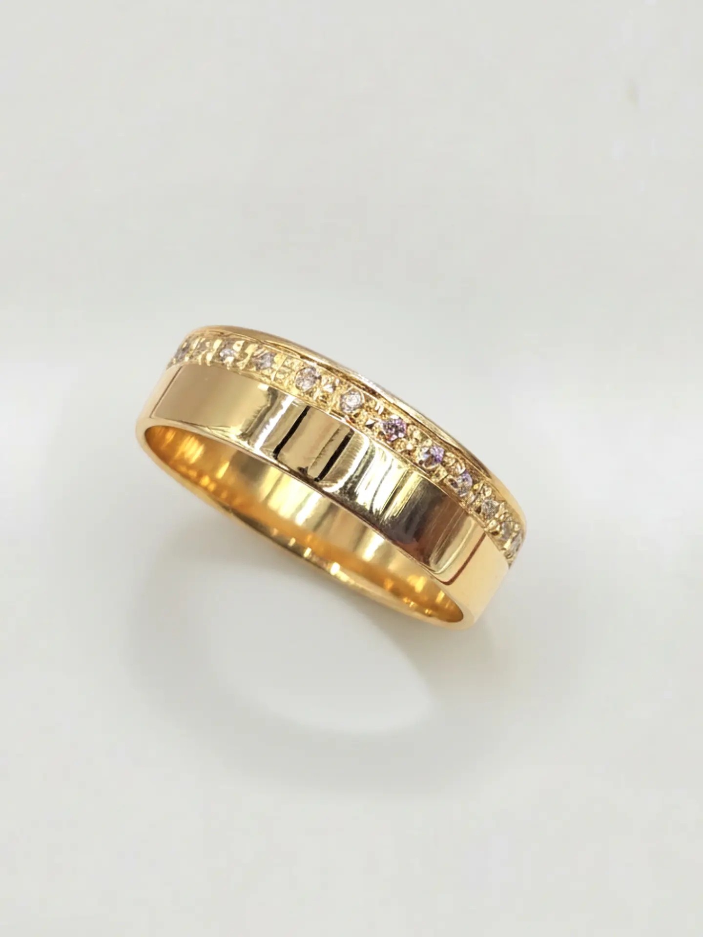 Anillo Plano Medio Cintillo Circones Oro 18k 2