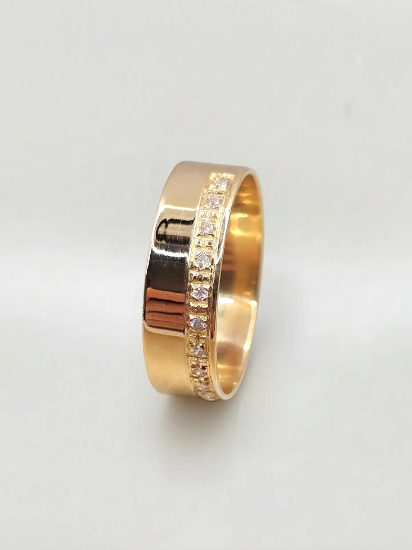 Anillo Plano Medio Cintillo Circones Oro 18k 4