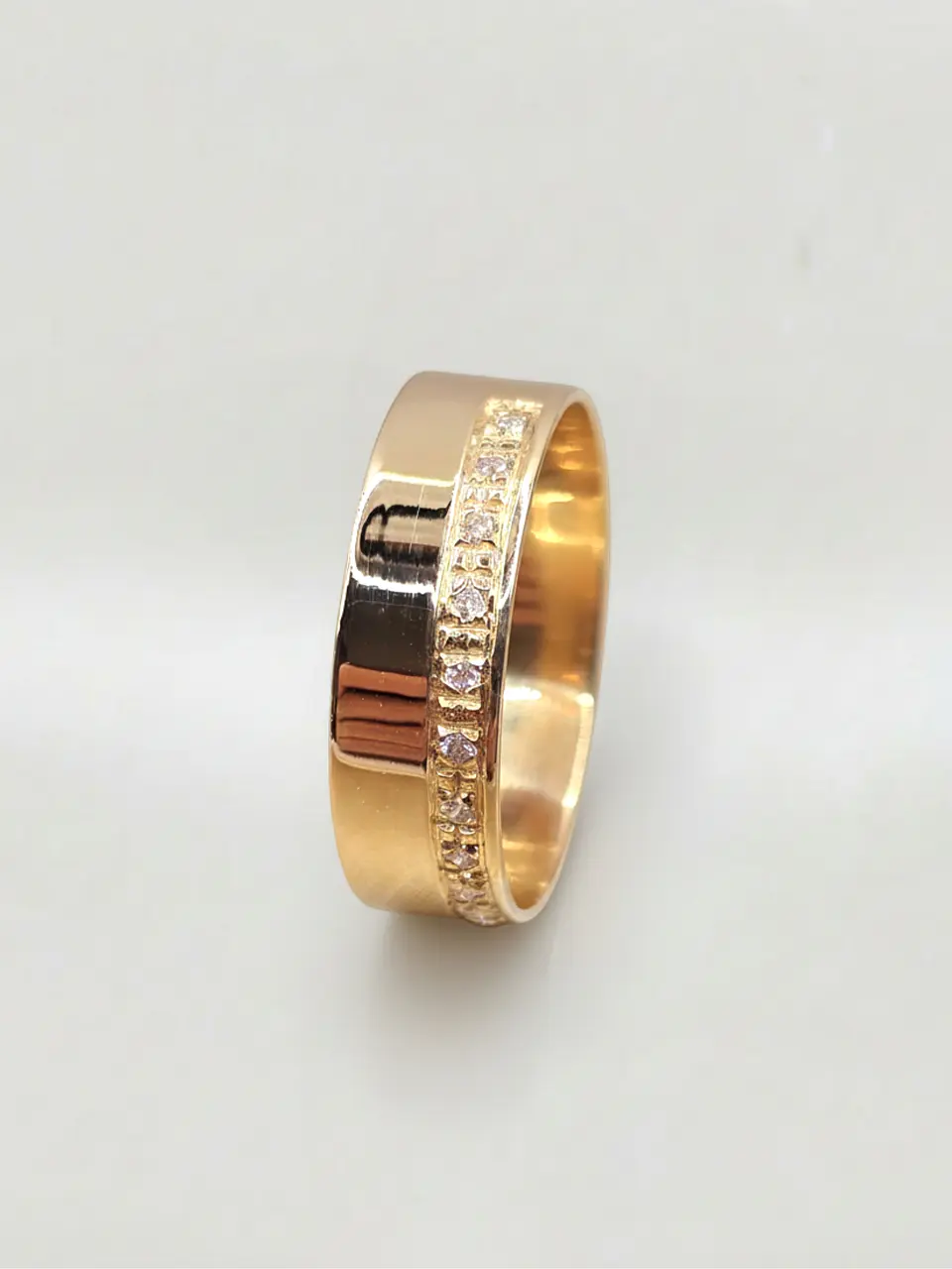 Anillo Plano Medio Cintillo Circones Oro 18k 4