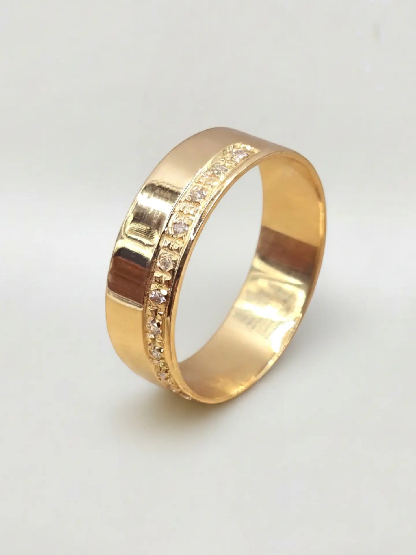 Anillo Plano Medio Cintillo Circones Oro 18k 5