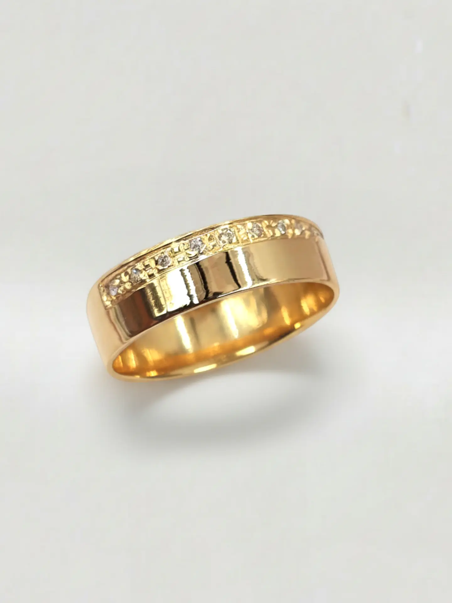 Anillo Plano Medio Cintillo Circones Oro 18k 6