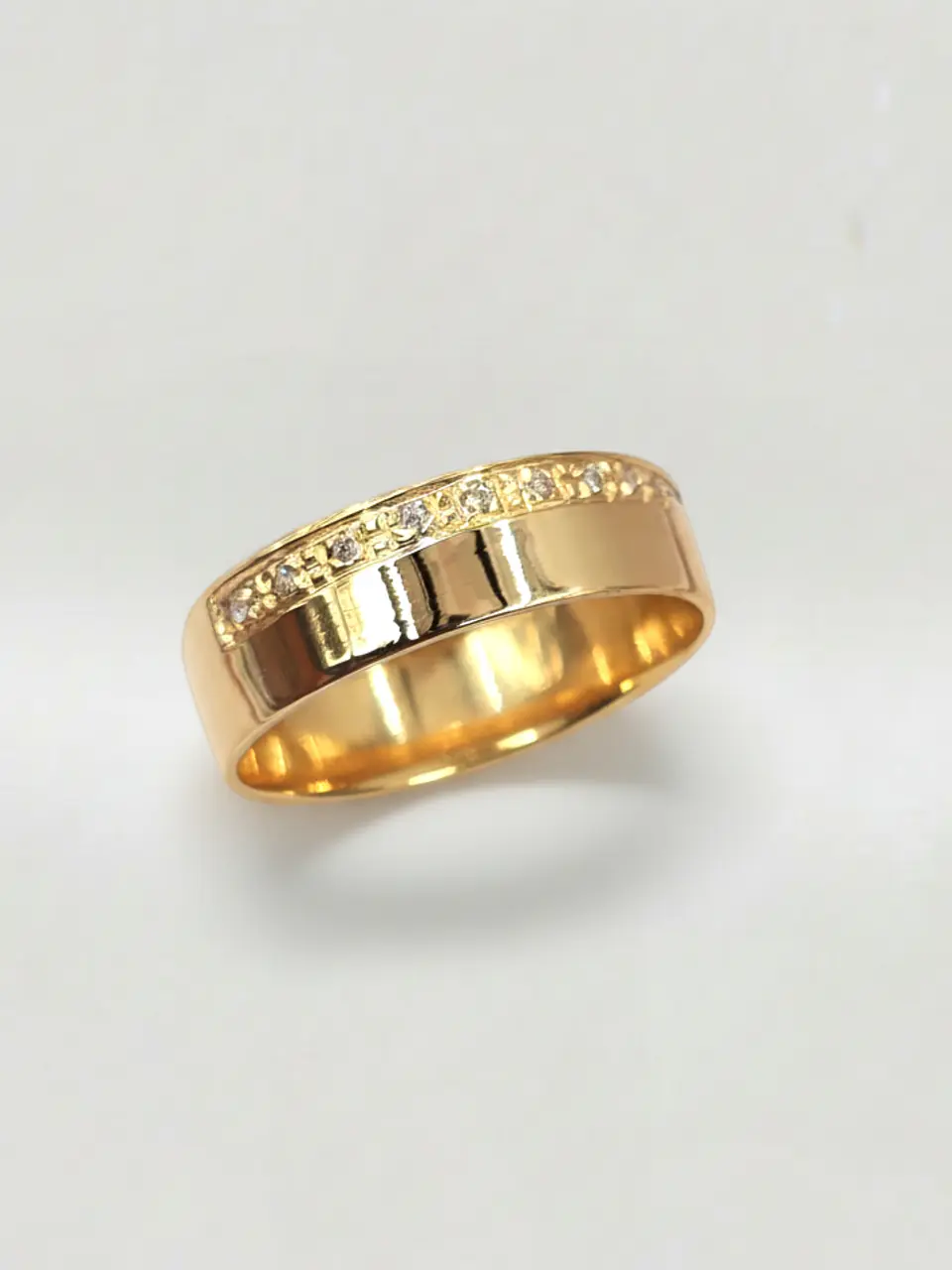 Anillo Plano Medio Cintillo Circones Oro 18k 6