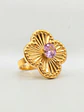 Anillo Flor Satín Rosa de Francia Oro 18k - Miniatura 6