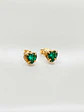 Aros Chatón Corazón de Esmeralda Mediano Oro 18k - Miniatura 1