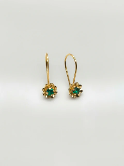 Aros Flor de Mayo de Esmeralda Oro 18k