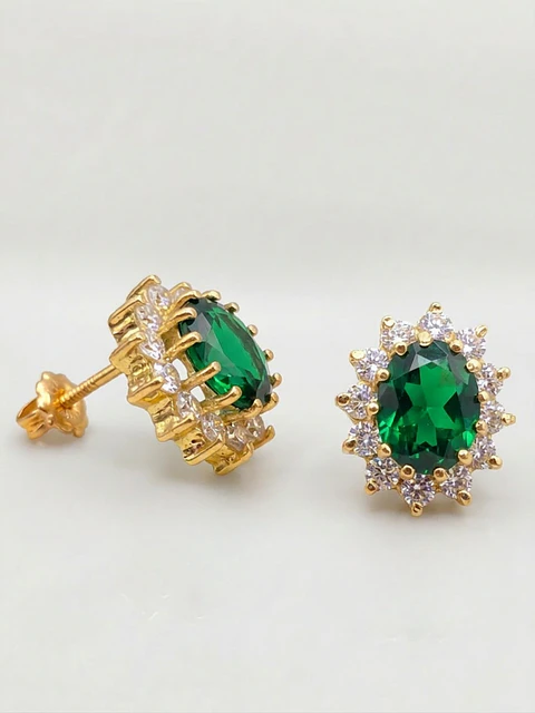 Aros Reina Jardín de Esmeralda Majestuosos Oro 18k