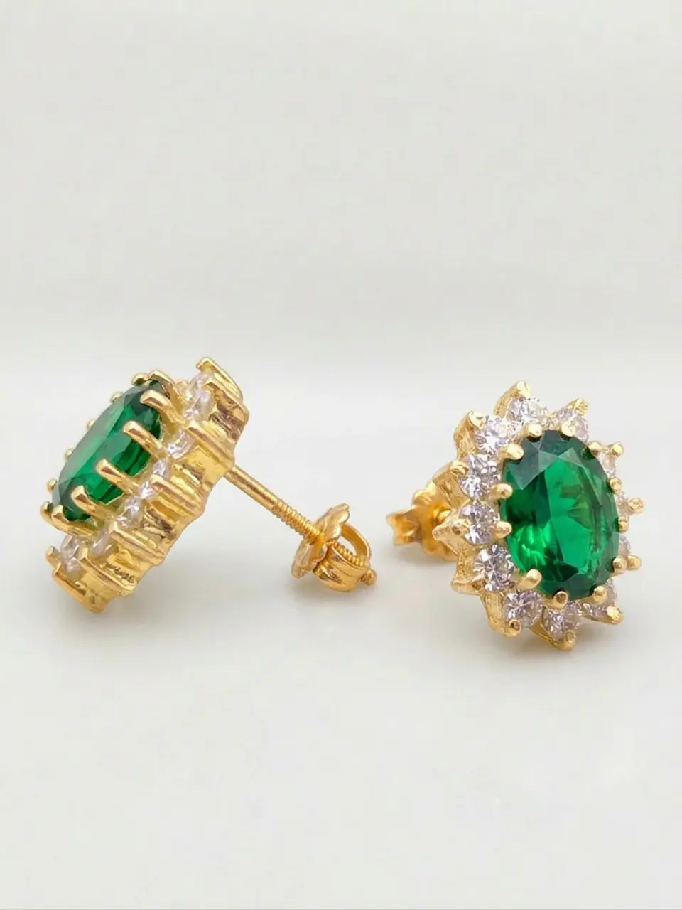 Aros Reina Jardín de Esmeralda Majestuosos Oro 18k 3