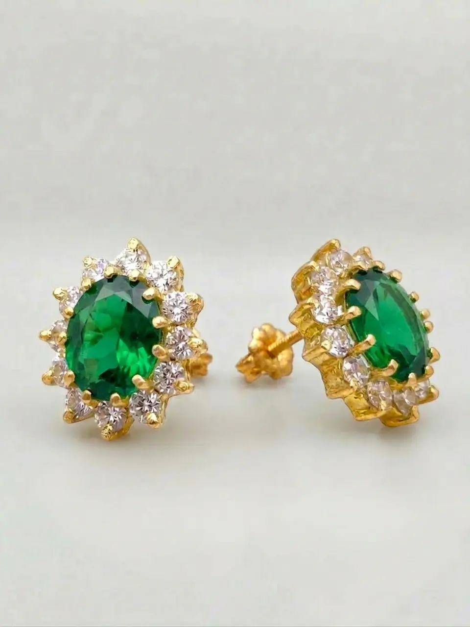 Aros Reina Jardín de Esmeralda Majestuosos Oro 18k 5