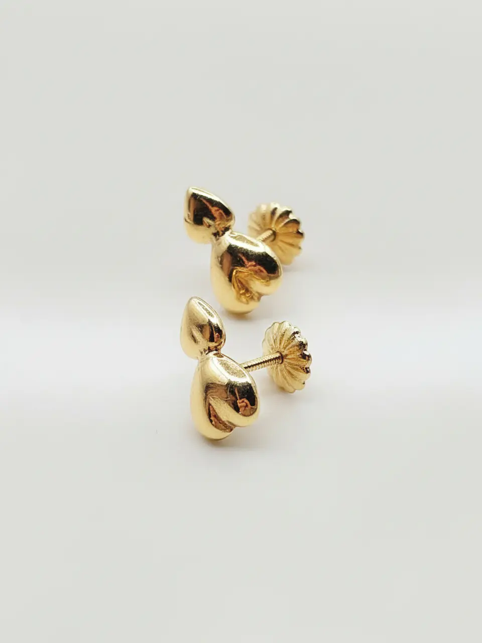 Aros Doble Corazón Unión Mediano Oro 18k 2