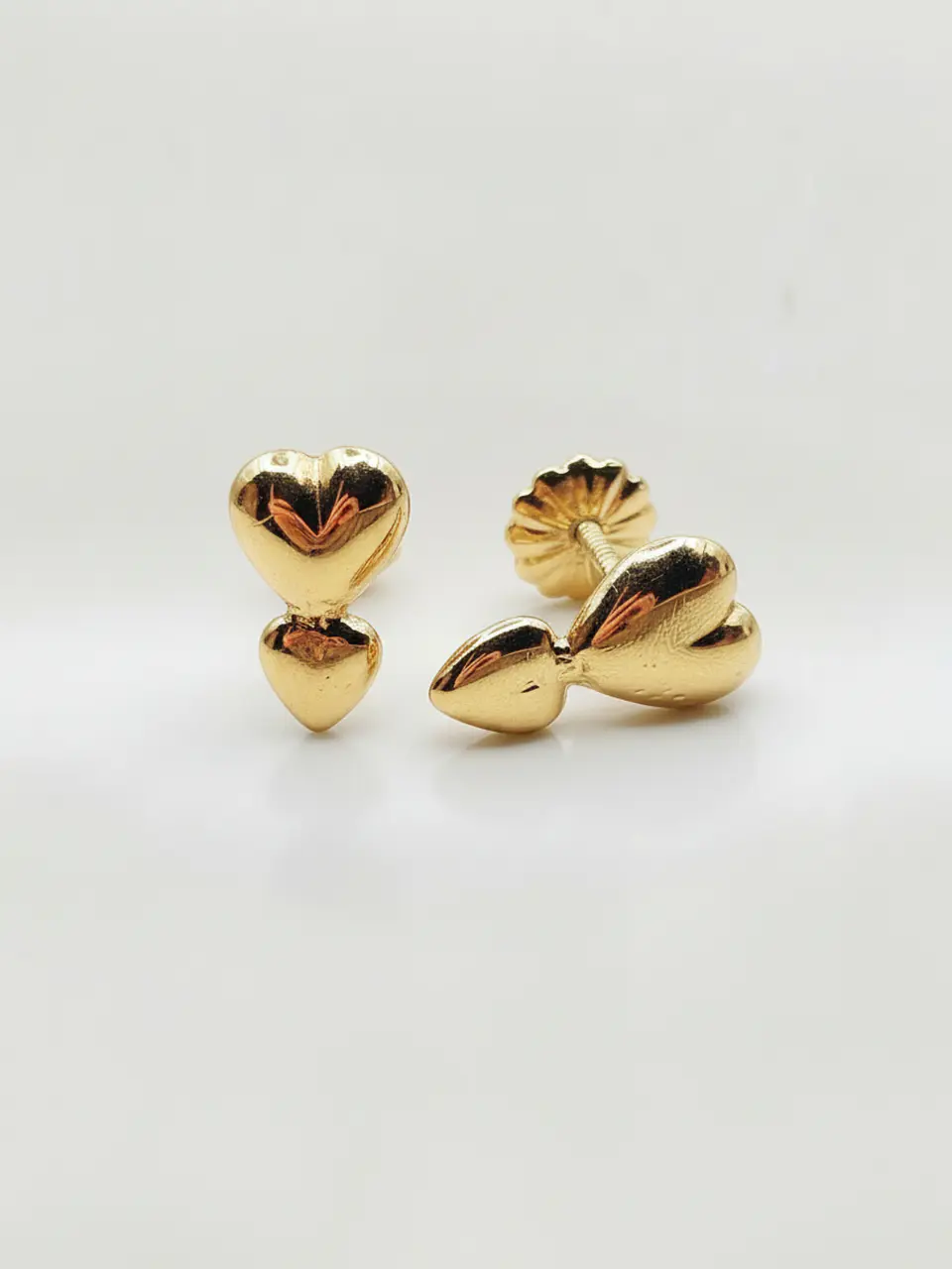 Aros Doble Corazón Unión Mediano Oro 18k 3