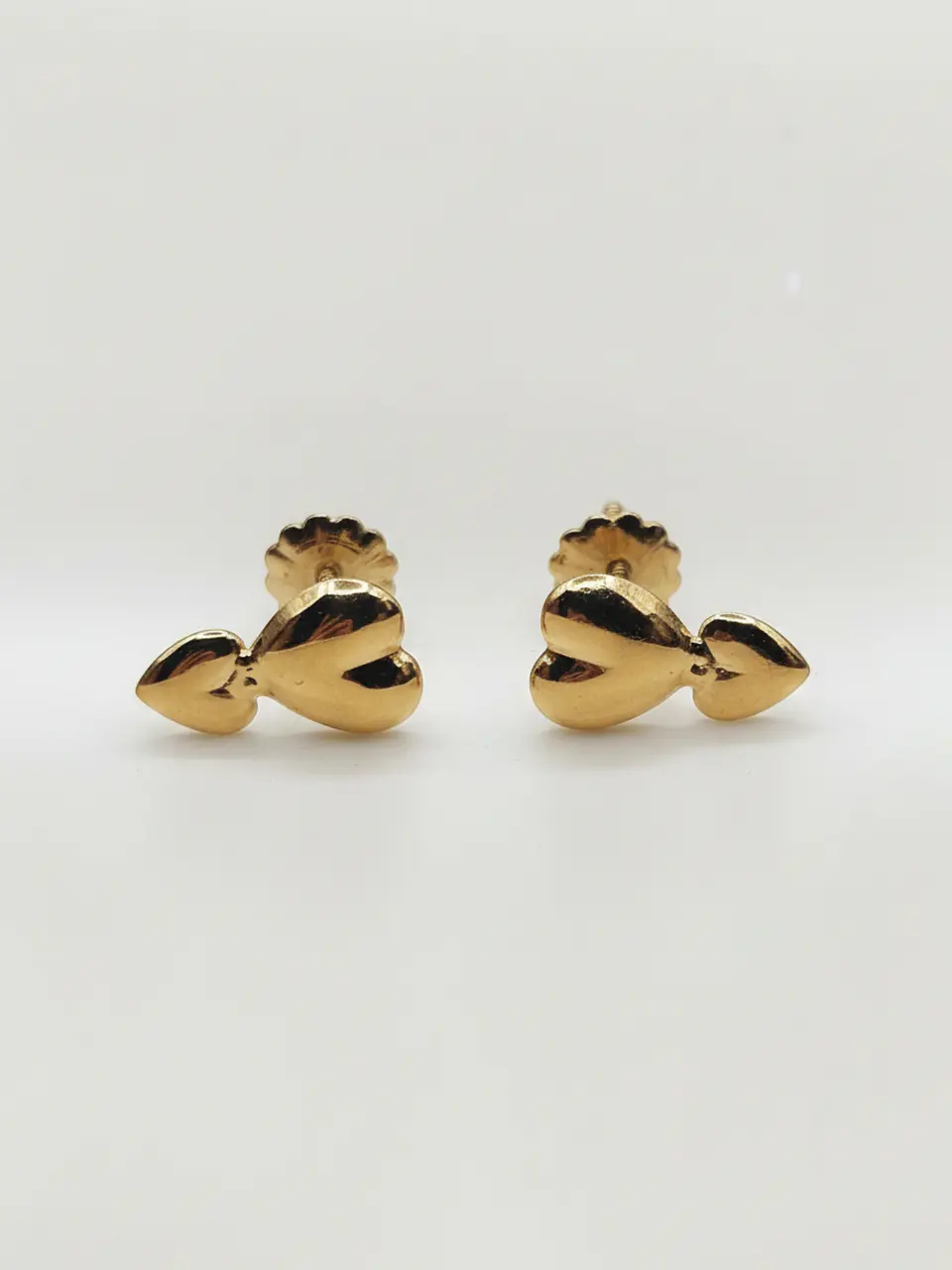 Aros Doble Corazón Unión Mediano Oro 18k 5