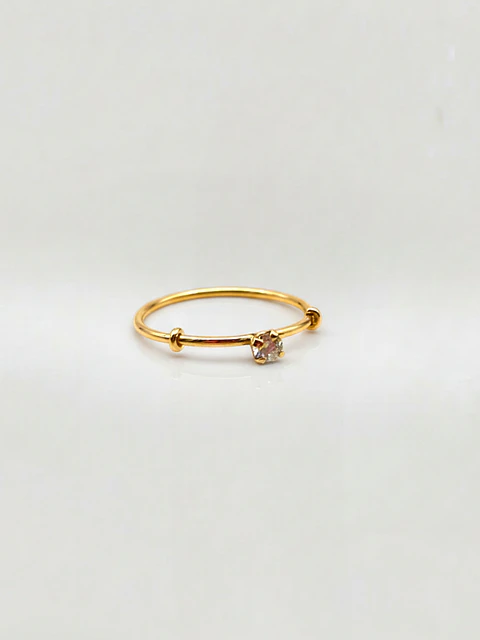Anillo Juvenil Gema Solitaria Circón Oro 18k