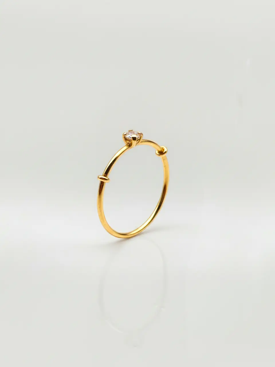 Anillo Juvenil Gema Solitaria Circón Oro 18k 3