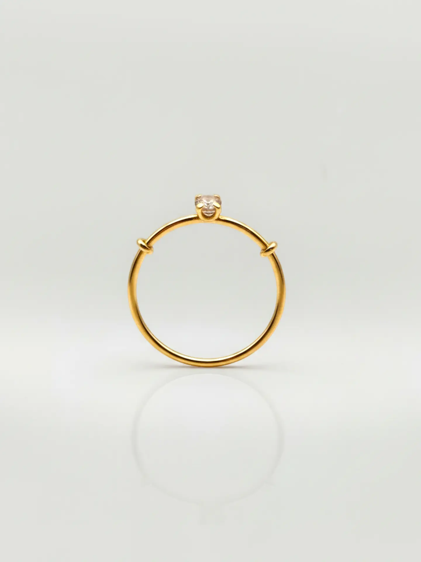 Anillo Juvenil Gema Solitaria Circón Oro 18k 4