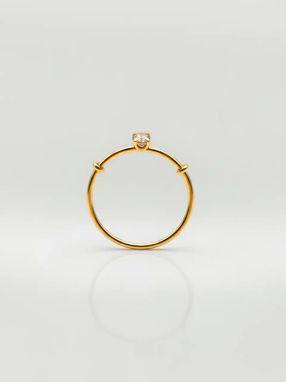 Anillo Juvenil Gema Solitaria Circón Oro 18k 4