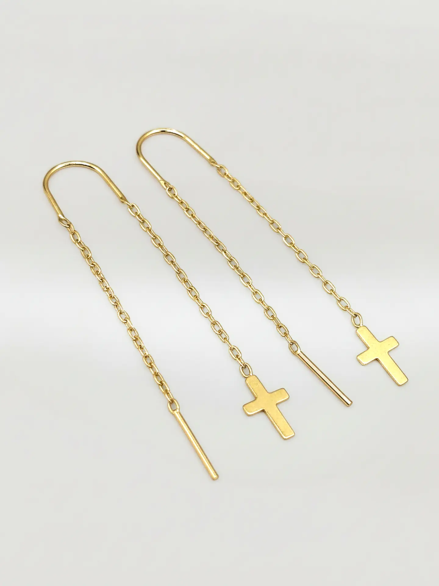 Aros Cadena y Cruz Devoción Larga Oro 18k 3