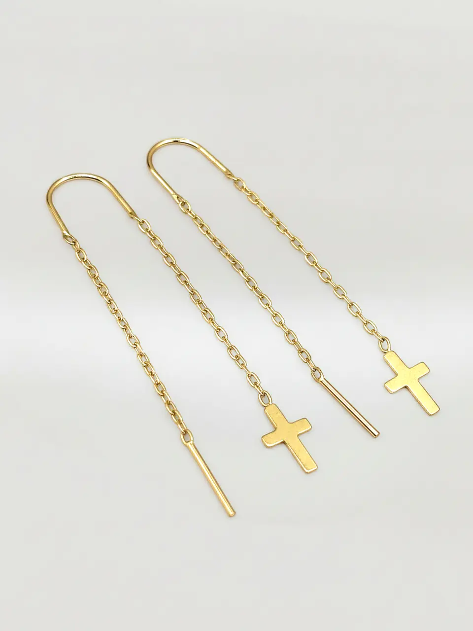 Aros Cadena y Cruz Devoción Larga Oro 18k 3