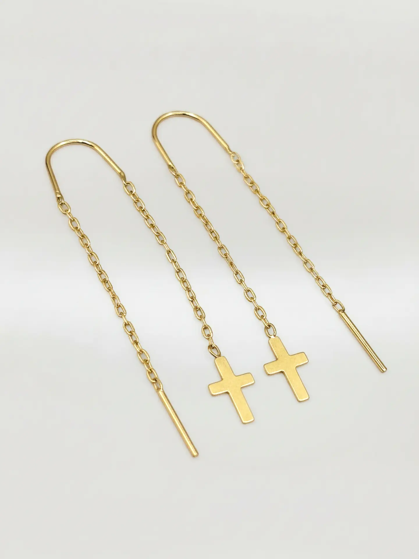 Aros Cadena y Cruz Devoción Larga Oro 18k 1