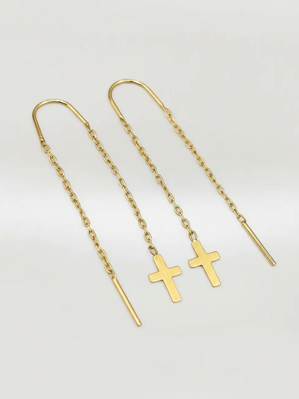 Aros Cadena y Cruz Devoción Larga Oro 18k 1