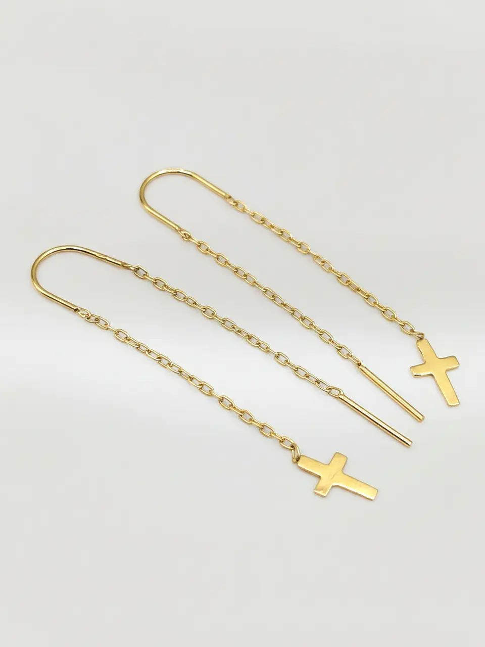 Aros Cadena y Cruz Devoción Larga Oro 18k 4