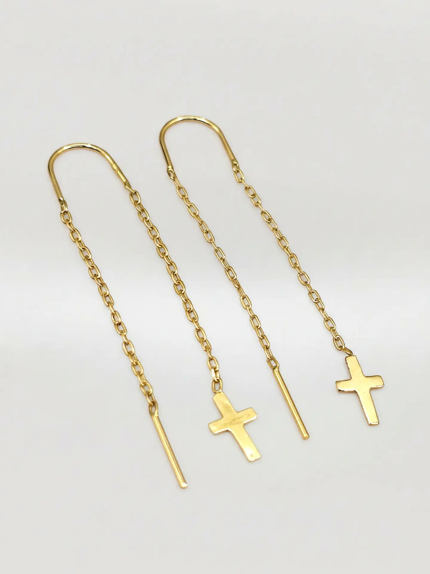 Aros Cadena y Cruz Devoción Larga Oro 18k 2