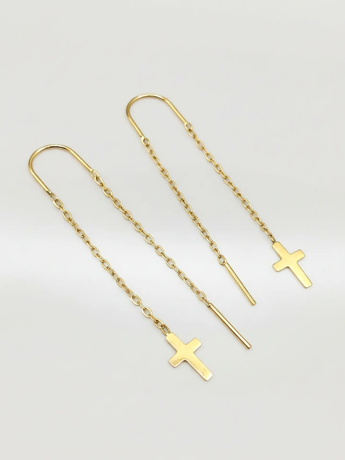 Aros Cadena y Cruz Devoción Larga Oro 18k 5