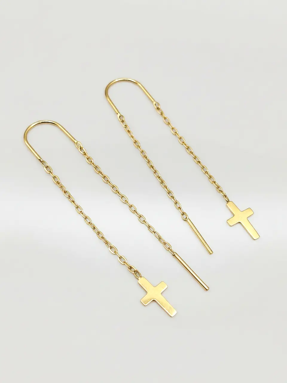 Aros Cadena y Cruz Devoción Larga Oro 18k 5