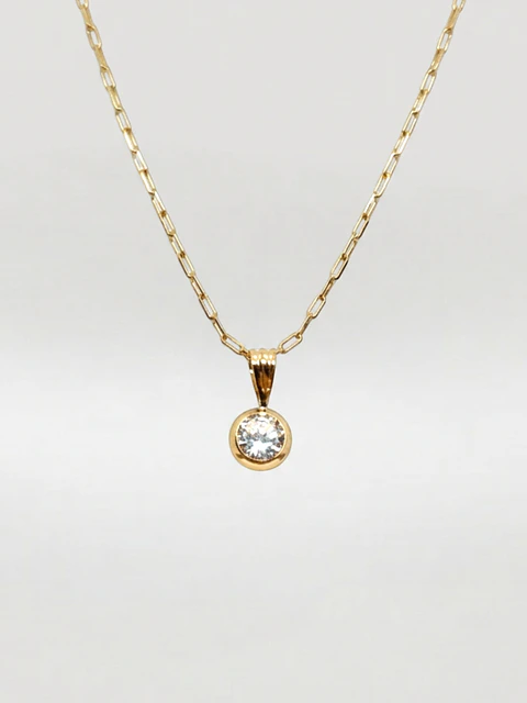 Cadena Esencia con Punto de Luz Circón Oro 18k